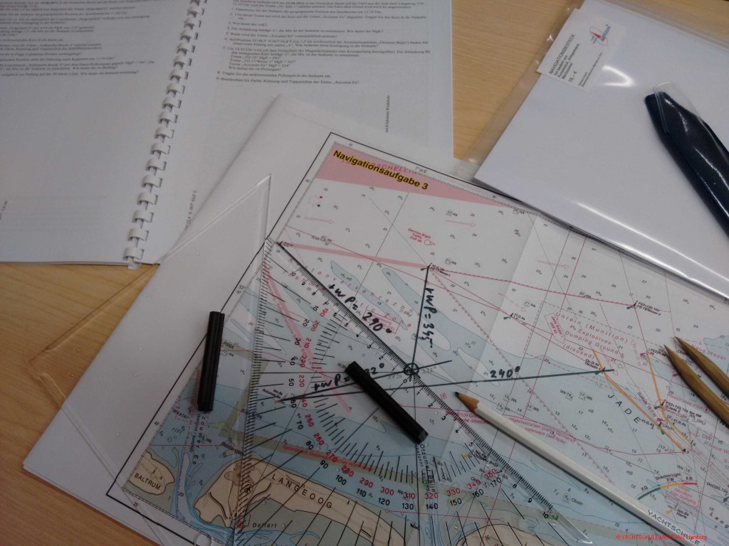 Seekartenausschnitt einer Kartenaufgabe zum Sportbootführerschein