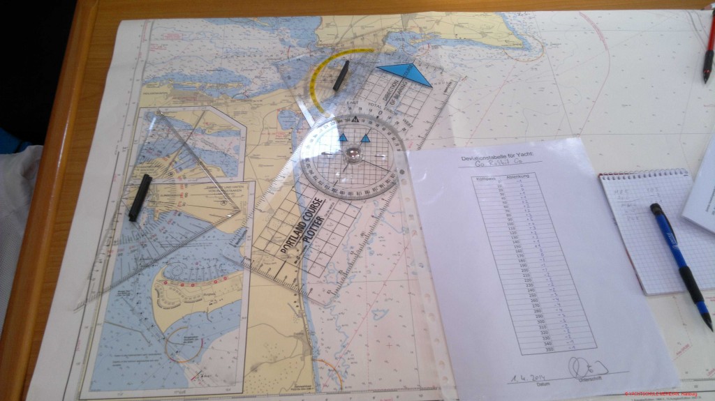 Navigationstisch an Bord einer Segelyacht